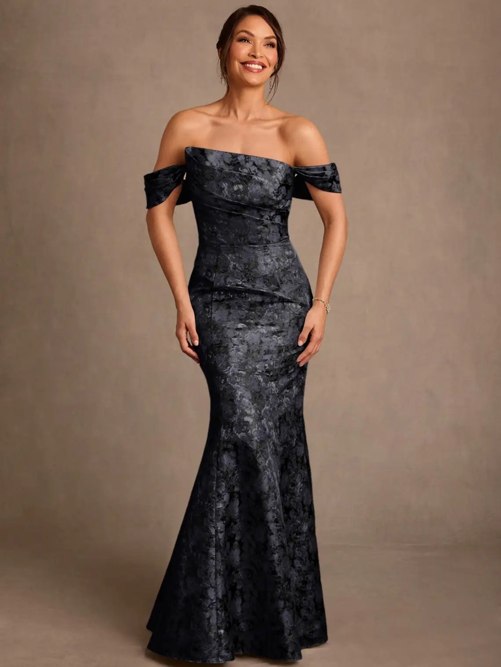 Azazie ‘Nettie’ black off the shoulder dress